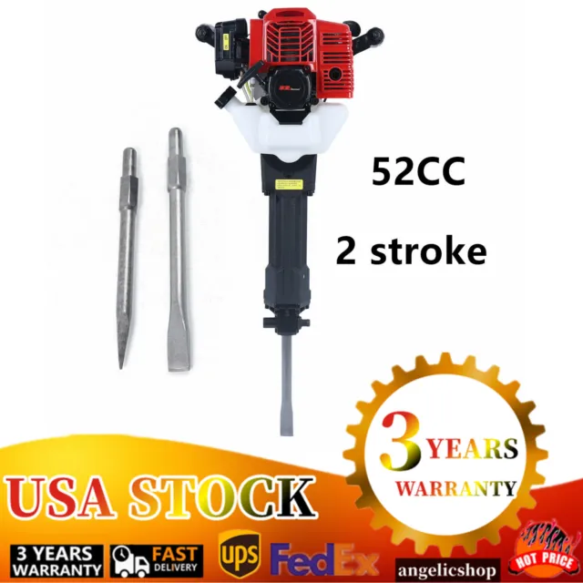 52cc 2 Stroke Gas Demolition Concrete Breaker Punch Drill Jack Hammer 1500BPM US