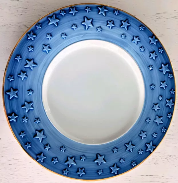 New ESTE C.E. Italy Pottery  Plate  Cobalt Blue  with stars and gold border  13”