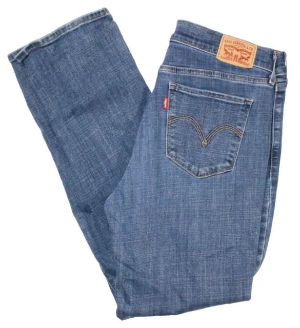 Levis Classic Straight Womens Stretch Denim Blue Jeans • Tag Size 6 M