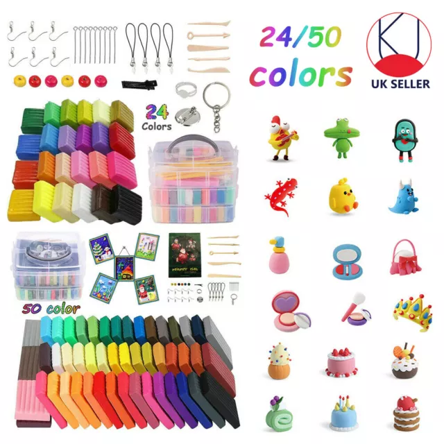 50 / 24 Colors Polymer Clay Set – Mix Modeling Soft Nontoxic DIY Oven Bake Clay