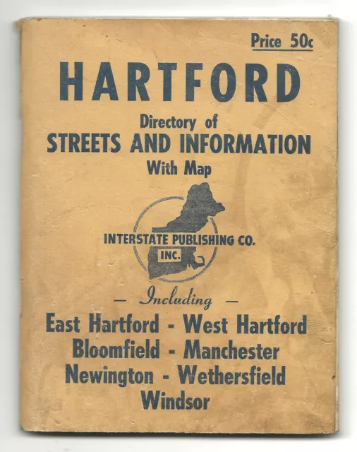 1953 Hartford Directory of Streets And Information-Hartford CT-MAP IS MISSING