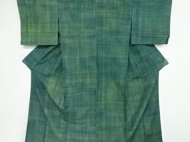 18814# Japanese Kimono / Antique Hitoe Kimono / Tsumugi / Little Grid