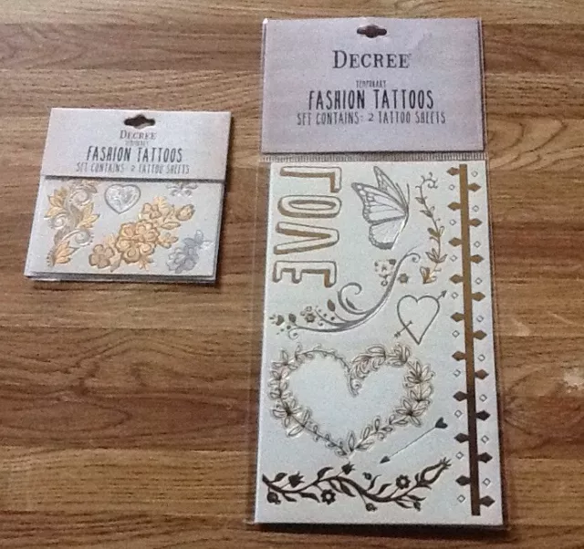 NWT'S DECREE TEMPORARY FASHION TATTOS / 2 lg. & 2 small sheets