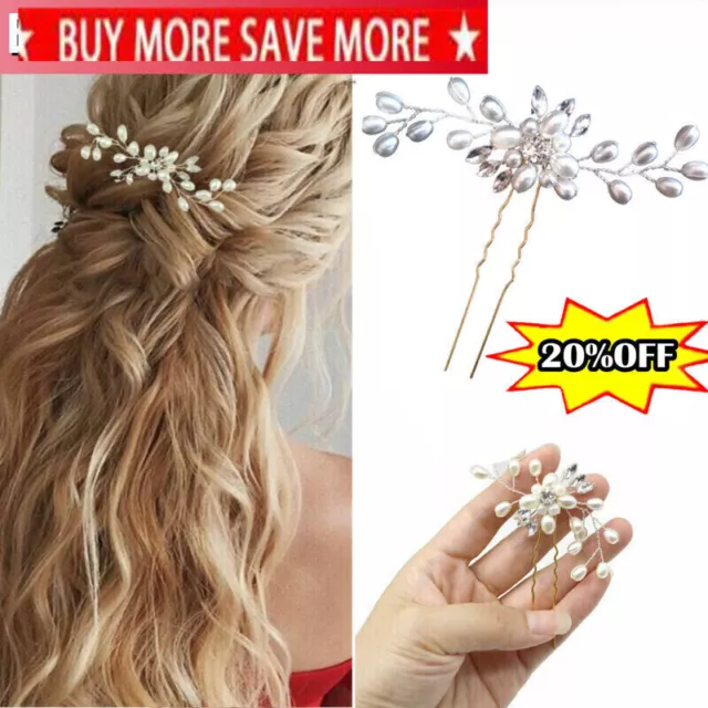 Bridal Hair Pins Flower Crystal Pearl Clips for Bridesmaid Wedding Jewelry Y1