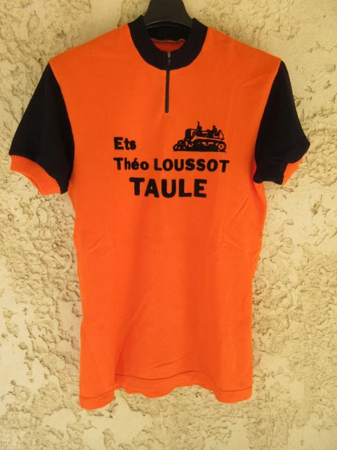 Maillot cycliste bleu S.A CLAUDE LERAY vintage années 70 shirt maglia