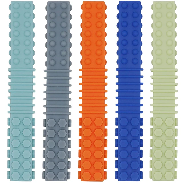 Sensory Chew Toys for Autistic Children, 5 Pack Silicone Chew Tube Teething Stic