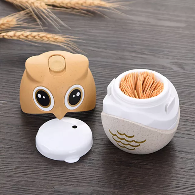 Owl Shaped Toothpick Holder Container Wheat Straw Table Toothpick Storage Box SL