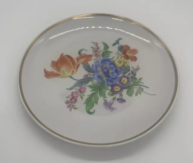 schöner Meissen Wandteller Blumenbukett Malerei Goldrand 2 Wahl 19cm