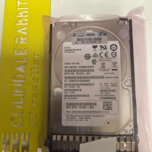 HP 600GB SAS 12G Enterprise 10K SFF (2.5in) Hard Drive - 781516-B21 eg0600jemcv