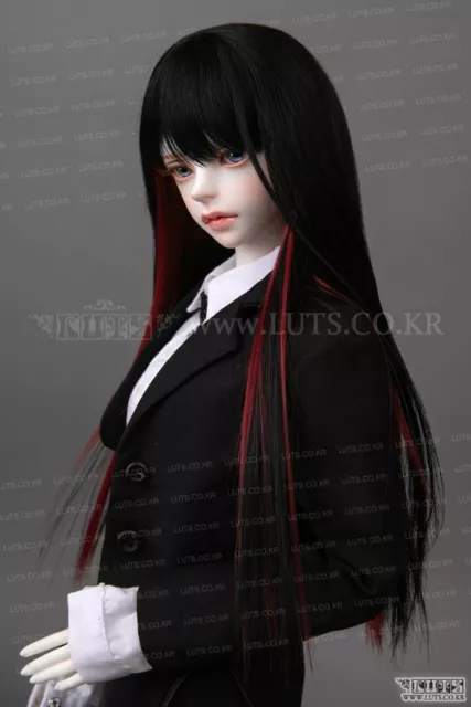 Luts BJD Doll Wig - 8-9 SDW 407 Long Black and Red