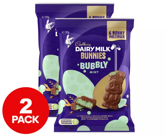 2 x Cadbury Bubbly Mint Bunny Sharepack 192g