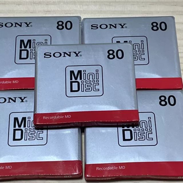 Sony MD Blank Minidisc 80 Minutes Recordable MD MDW80T 5 disk