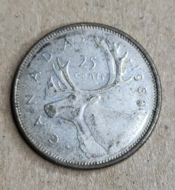 1968 Canada Twenty Five Cents 25c .500 Silver Coin 5.9g