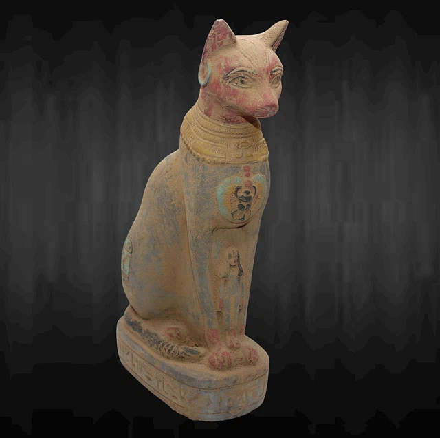 RARE ANCIENNE ANCIENNE STATUE ÉGYPTIENNE déesse bastet chat isis