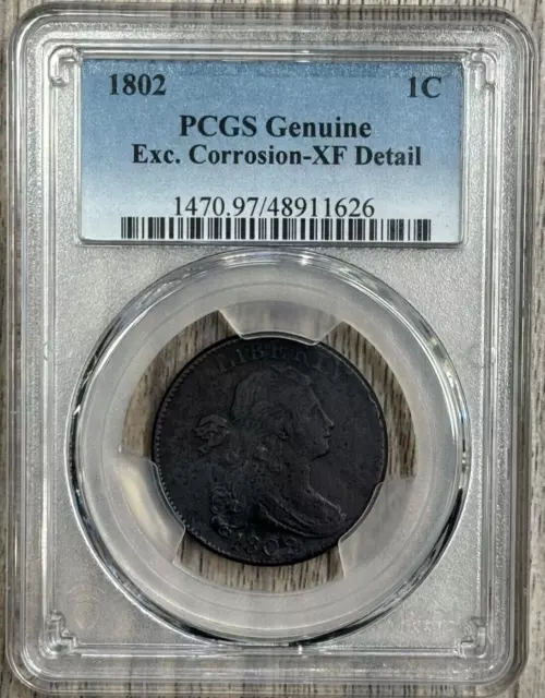 1802 1c Draped Bust Large Cent NGC Extra Fine, Nice Early Large Cent