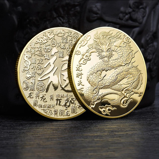YEAR OF THE Dragon Coin 2024 Chinese Zodiac Sign Lucky Coin 9.09