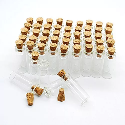 Mini Small Cork Stopper Glass Bottles Spell Jar Clear Empty Vial Pendants Cuboid