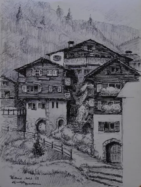 René Gugenberger (1925-2021) (74) - encre - Vissoie (Suisse)