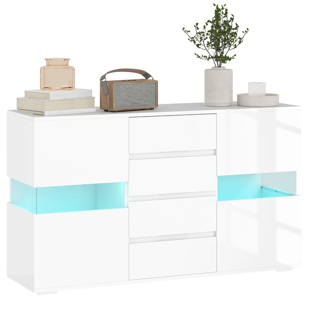 Credenza Moderna HOMCOM Con 4 Ante - Mobile Salotto Bianco E Oro - Foto 11