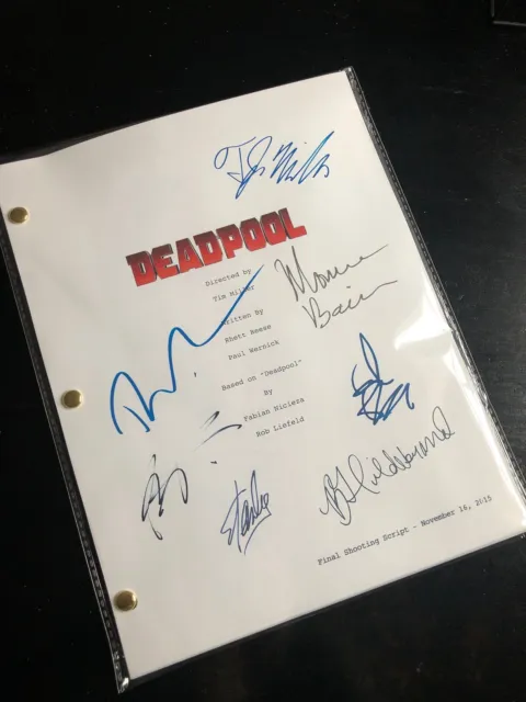 Deadpool Movie Script Memorabilia Autographed Ryan Reynolds, Morena Baccarin