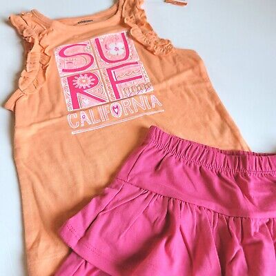 Gymboree Girls sz 7-8 Hop n Roll Surf California Top Pink Ruffle Skirt Set NWT