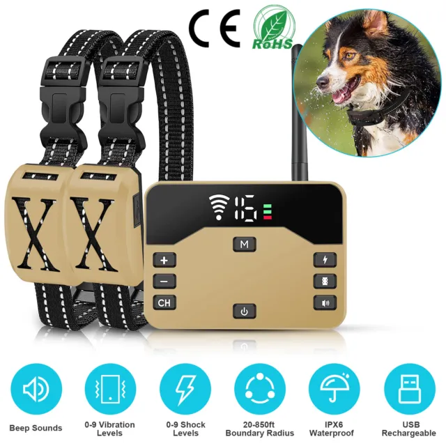 Wireless Electric Dog Fence Containment System Shock Training Collars For Dogs