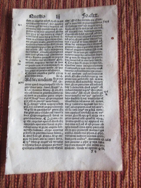 1493-SAINT THOMAS AQUINUS THEOLOGICAL.INCUNABULA ORIGINAL INCUNABLE SHEET-clrr
