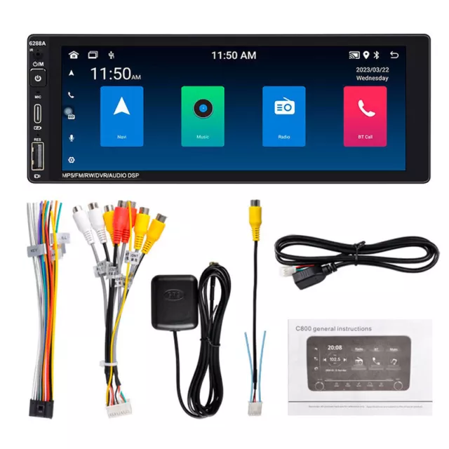 6.9'' 1 Din Car Radio Stereo Bluetooth Touch Screen Carplay Android MP5 Player 2