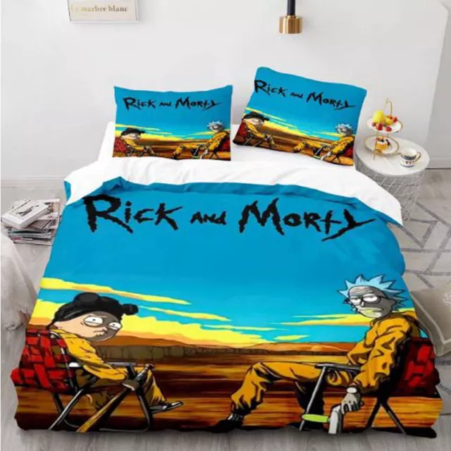 Rick and Morty Queen Quilt Cover set Doona Duvet Pillowcase Bedding Set