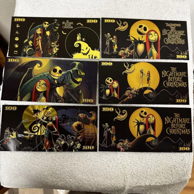 24k Gold Foil Plated Nightmare Before Christmas Banknote Set Disney Collectible