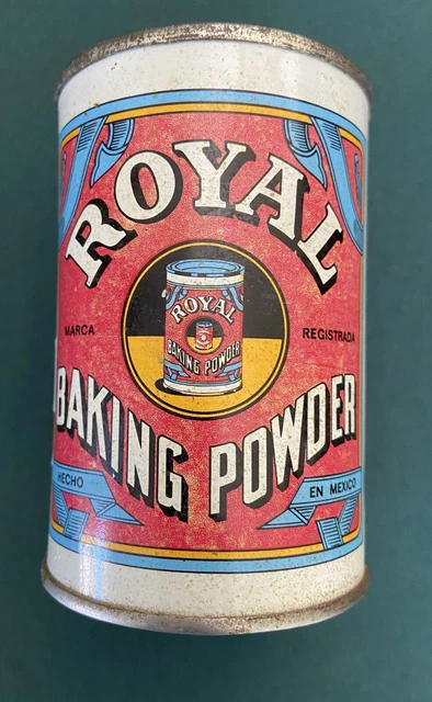 Spanish Royal Baking Powder Tin Hecho En Mexico Vintage Metal Mexican Polvo