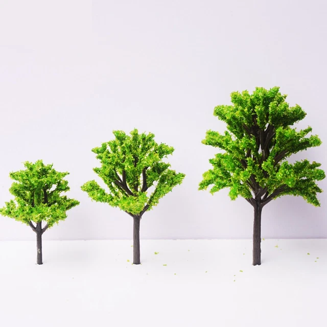 Lot De 10 Arbres Miniatures Échelle HO - 12,5 Cm De Haut, Vert - Pour Décoration Maquettes