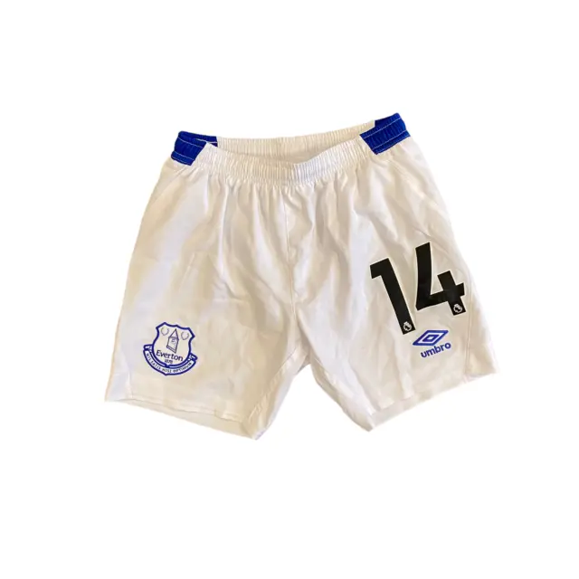 Pantaloncini da calcio Everton per bambini (taglia 7-8y) Umbro bianchi casa n. 14 - nuovi