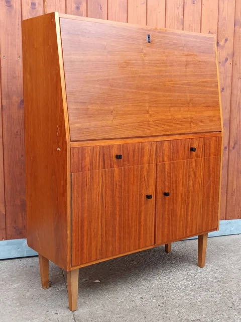 Noyer Secrétaire Vintage Table de Bureau Retro Danois Mid Century Vintage 60er