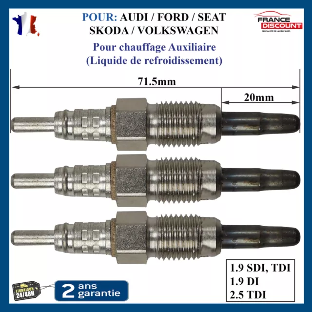 3 Bougie de préchauffage Chauffage Auxiliaire Fabia S70 Bora Golf Polo 1,9 Tdi