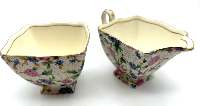 ROYAL WINTON Grimwades England OLD COTTAGE CHINTZ Ascot Creamer & Open Sugar