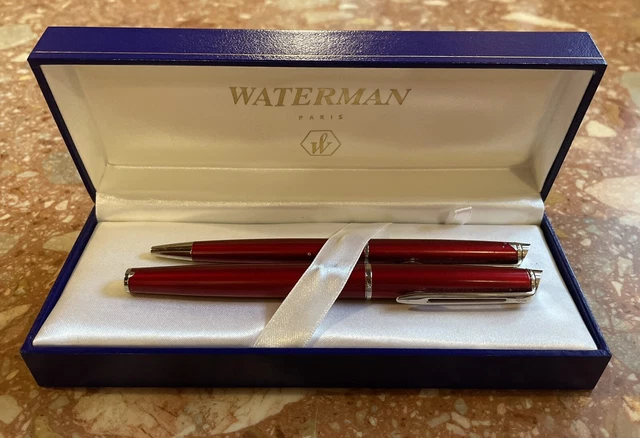 Lot De 2 Stylos Waterman Surface Laquée Chrome - 1 Stylo Plume & 1 Stylo Bille - Occasion
