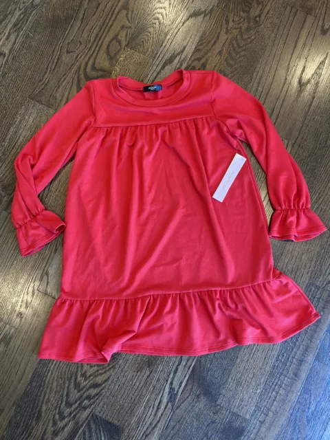 Aqua Girls Ruffled Knit dress big kid 100% exclusive Bloomingdale red