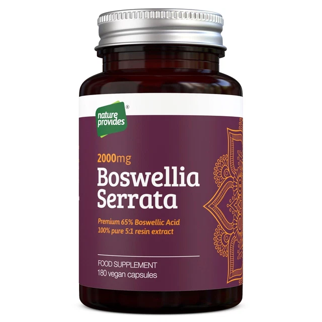 Estratto di Boswellia Serrata 5:1 2000 mg | 65% acido boswellico - 180 cappucci vegani