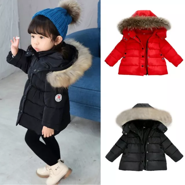 Kids Baby Girls Boys Coat Parka Winter Warm Outwear Hooded Down Jacket Coats