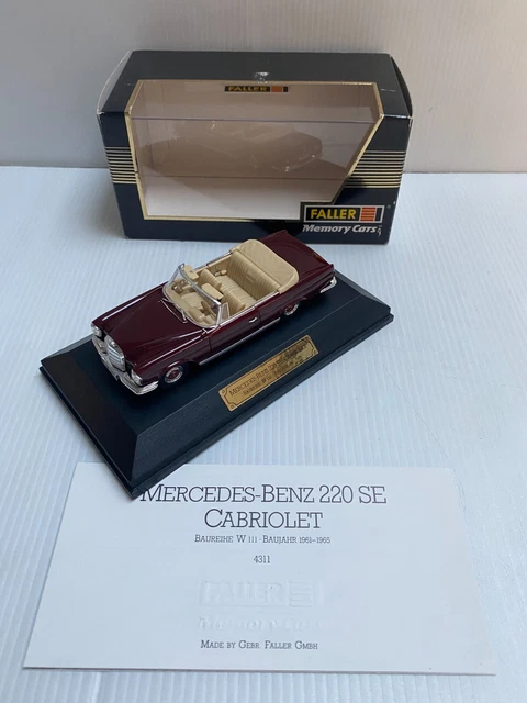 Faller 1:43 Mercedes 280 SE Cabriolet W111 - Memory Cars - Jaune, état Vitrine