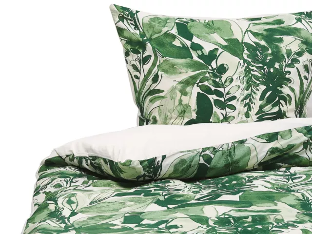 Modernes Bettwäsche Set weiß / grün Baumwolle 155 x 220 cm Greenwood