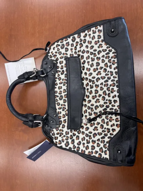 NWT New Rebecca Minkoff Desire Black & Leopard Handbag silver hardware