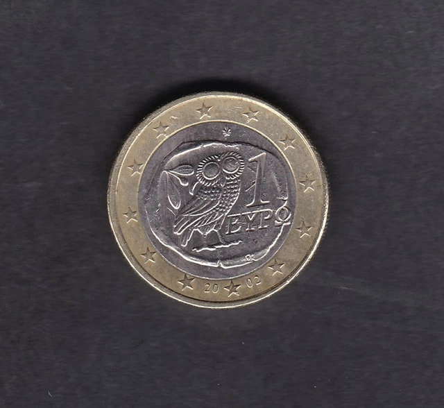GRIECHENLAND 1 EURO Münze Eule 2002 (Rand Dezentriert) EUR 8,90