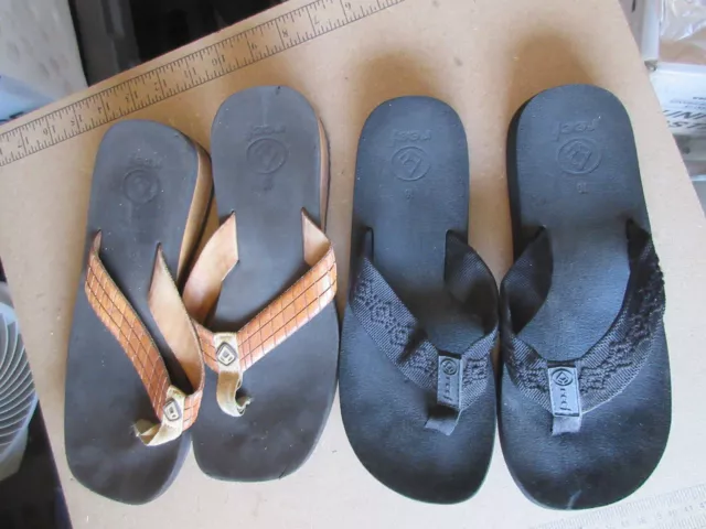 2 Pair Women's REEF flip flop thong sandals, W 10  - (O 091)