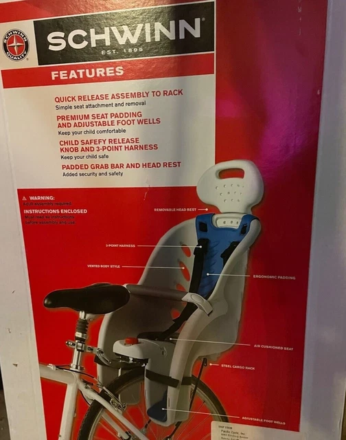 SCHWINN DELUXE BICYCLE Mounted Child Carrier/Bike Seat For Children