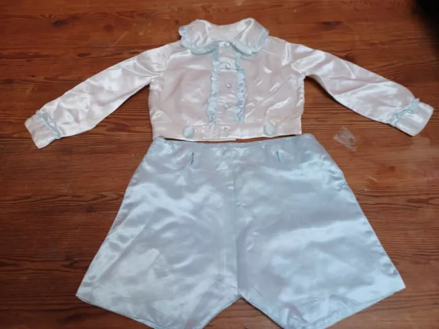 ANTICA TUTA BAMBINO ANNI '30 RASO camicia pageboy pantaloncini vintage originale