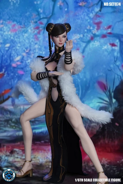 SUPER DUCK SET074 1/6 Chun-Li kung Fu Goddess Cheongsam Clothes & Head for 12"