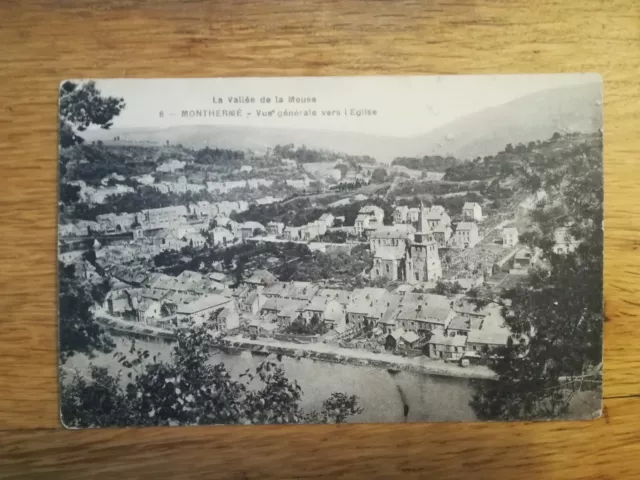 CPA ANCIENNE - Monthermé - vue générale vers l'église - Vallée de la Meuse 1920