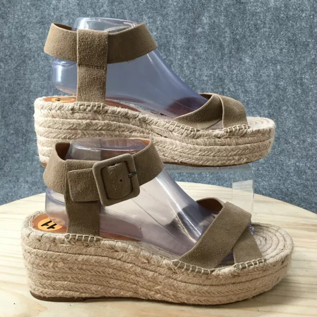 Lucky Brand Sandals Womens 11 M Audrinah Espadrille Beige Leather Wedge Casual